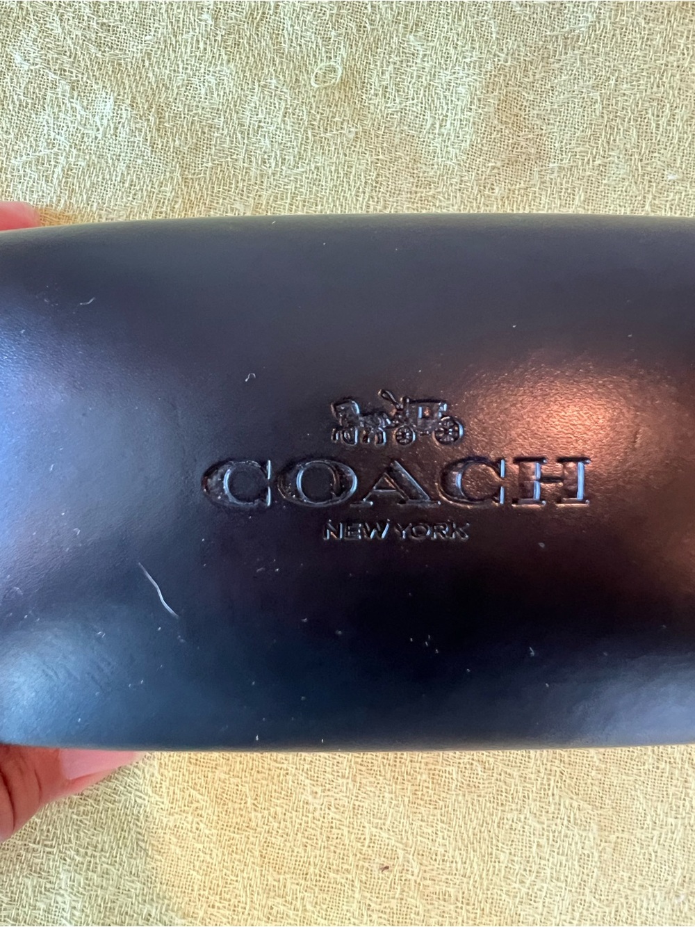 Coach Black Embossed Leather Sunglasses Case